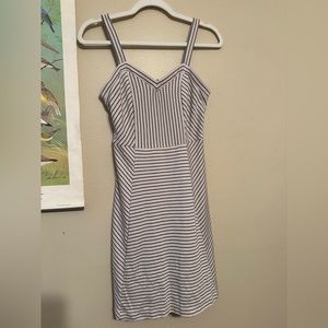 Loft black and White Striped Dress